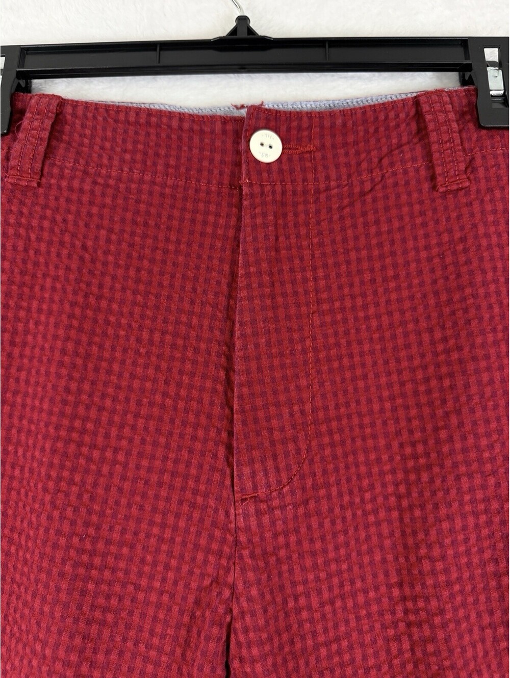 Tommy Hilfiger Shorts Men 35 Red Check 9” 100% Cotton